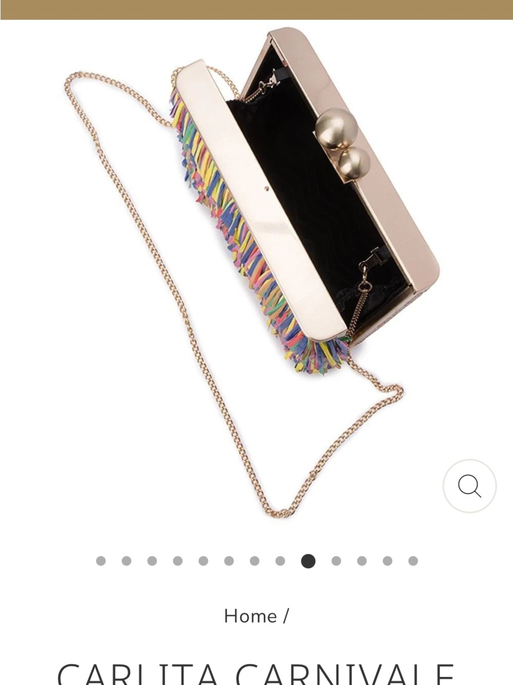 Olga Berg Rainbow Fringe Clutch with Gold Ball Clasp - Picture 10 of 12